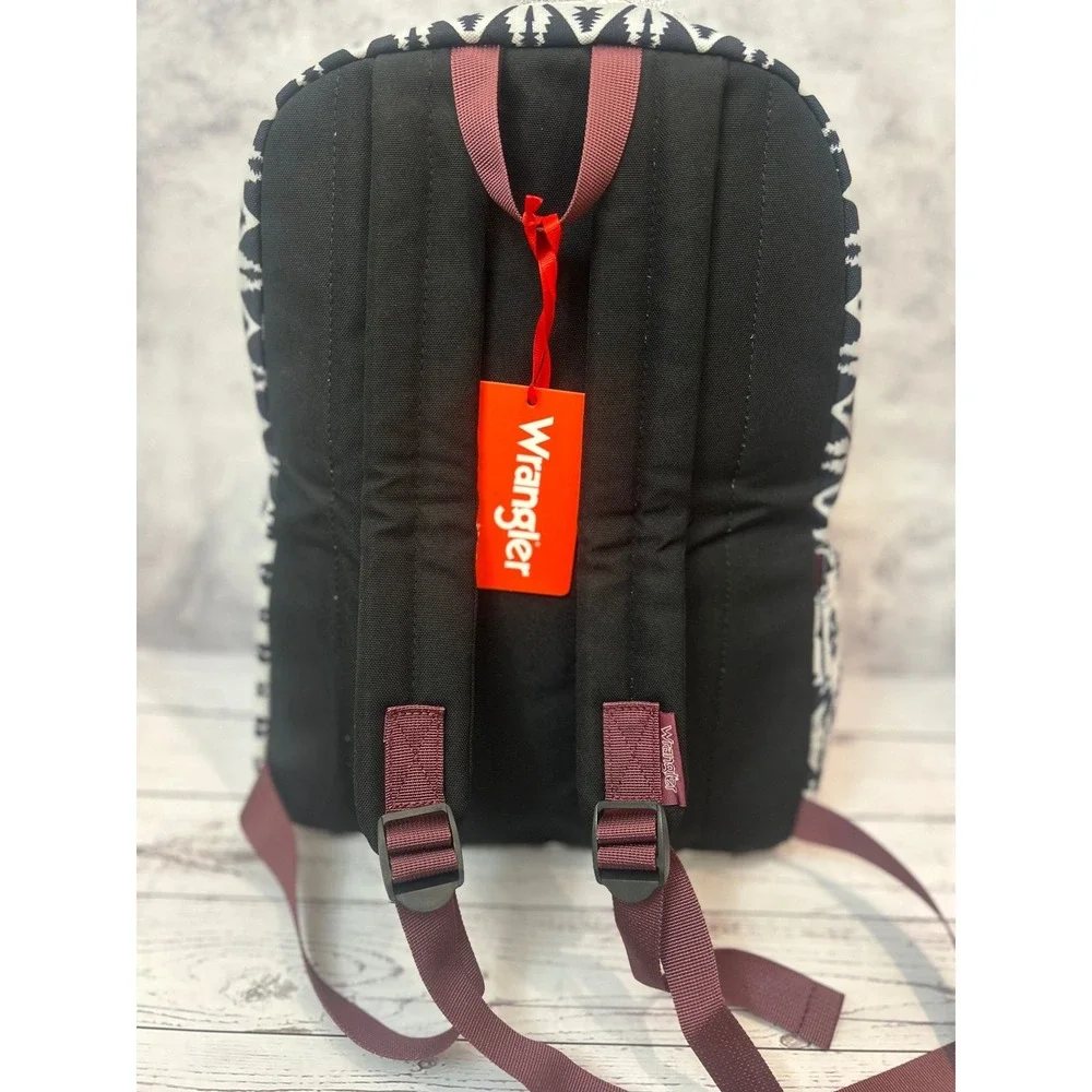 Wrangler Southwestern Geometric Print Backpack Black White Maroon